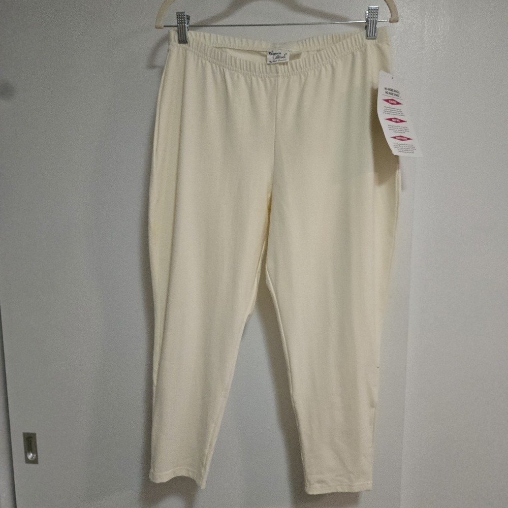Women with Control Petite Plus 1X Winter White Pull-on Knit Leggings A235949 NEW